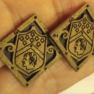 1950s Vintage Harvey Avedon Cufflinks Cuff Links Classic Heraldic Shield Design Square Shape PERFECT GIFT Antiqued Gold Finish
