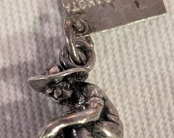 Vintage Sterling Silver Charm for Bracelet  Panning Gold Prospector Bell Trading Post South Dakota Tag GREAT DETAIL!  1/2&quot; Beauty!
