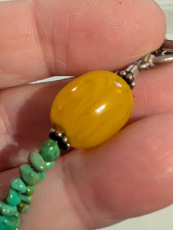 Turquoise Mini Chunk Bracelet Toggle Closure Eggy… - image 3