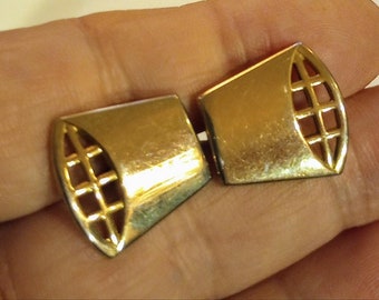Vintage Gold Tone Swank Cufflinks Cuff Links Cool Design with Cut-outs 1970's Fashion Hef Style GREAT GIFT