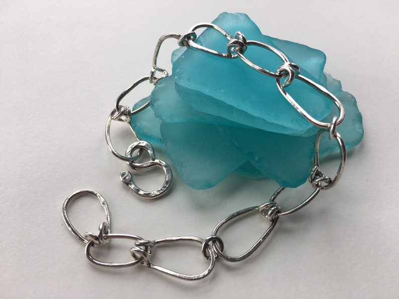 Bracelet large dainty links vintage hook closure sterling silver
