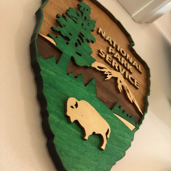 Beautifully Hand-Stained NPS National Park Service Wall Hanging Decoration