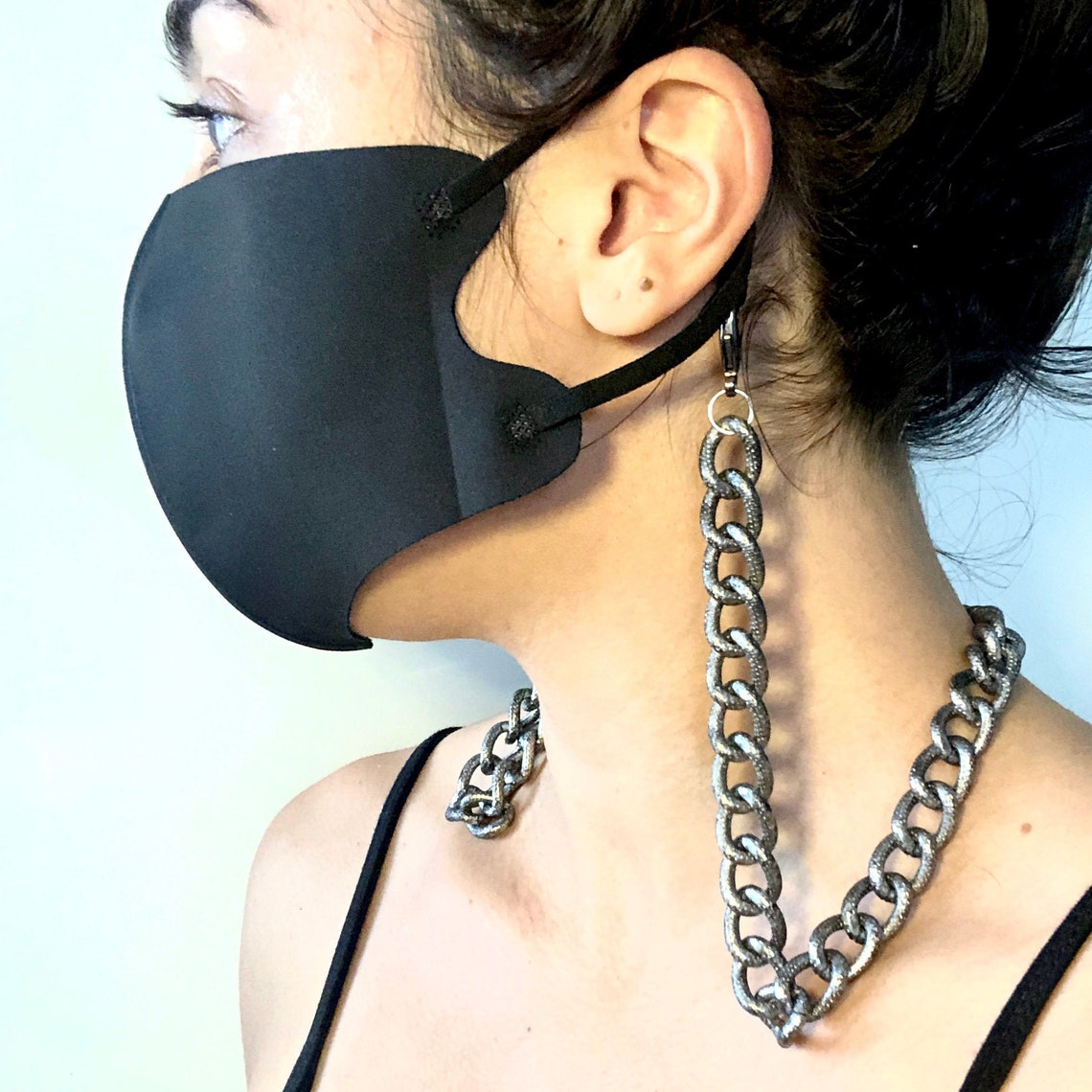 Face Mask Chain Blackened Chunky Chain Etsy