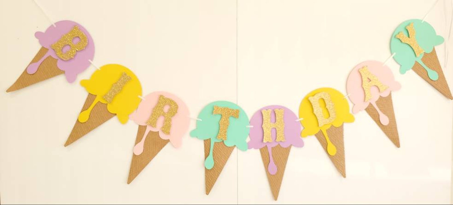 ICE CREAM Birthday Party Banner | Etsy