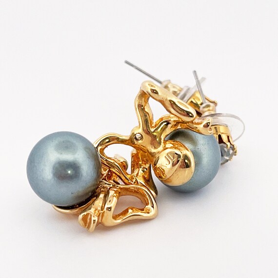 Vintage KJL Kenneth Jay Lane Bow and Pearl Earrin… - image 6