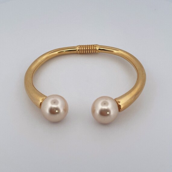 Vintage KJL Kenneth Jay Lane hinged Pearl Bracelet - image 7