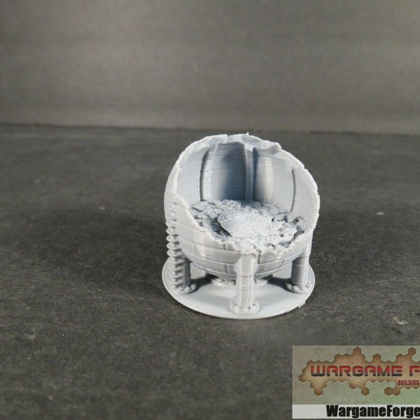 Modern Ruined Industrial Storage Tank 17- Tabletop War Game Terrain Battletech