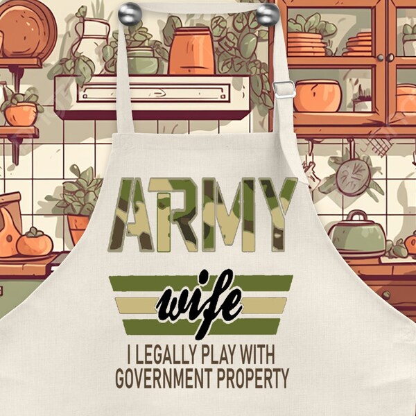 Cooking Apron, Personalize, Funny Cooking, Army Theme Apron, Unique Gift, Whimsical Gift, Kitchen, Kitchen Humor,  Funny Army Person Gift