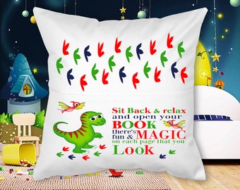 Dinosaur Pocket Pillow: Personalized Reading Pillow for Boys