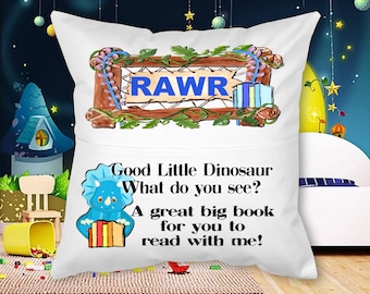 Dinosaur Pocket Pillow: Reading Pillow Gift for Boys