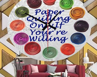 Quilling Hobby Clock: Funny Craft Room Decor, Whimsical Gift