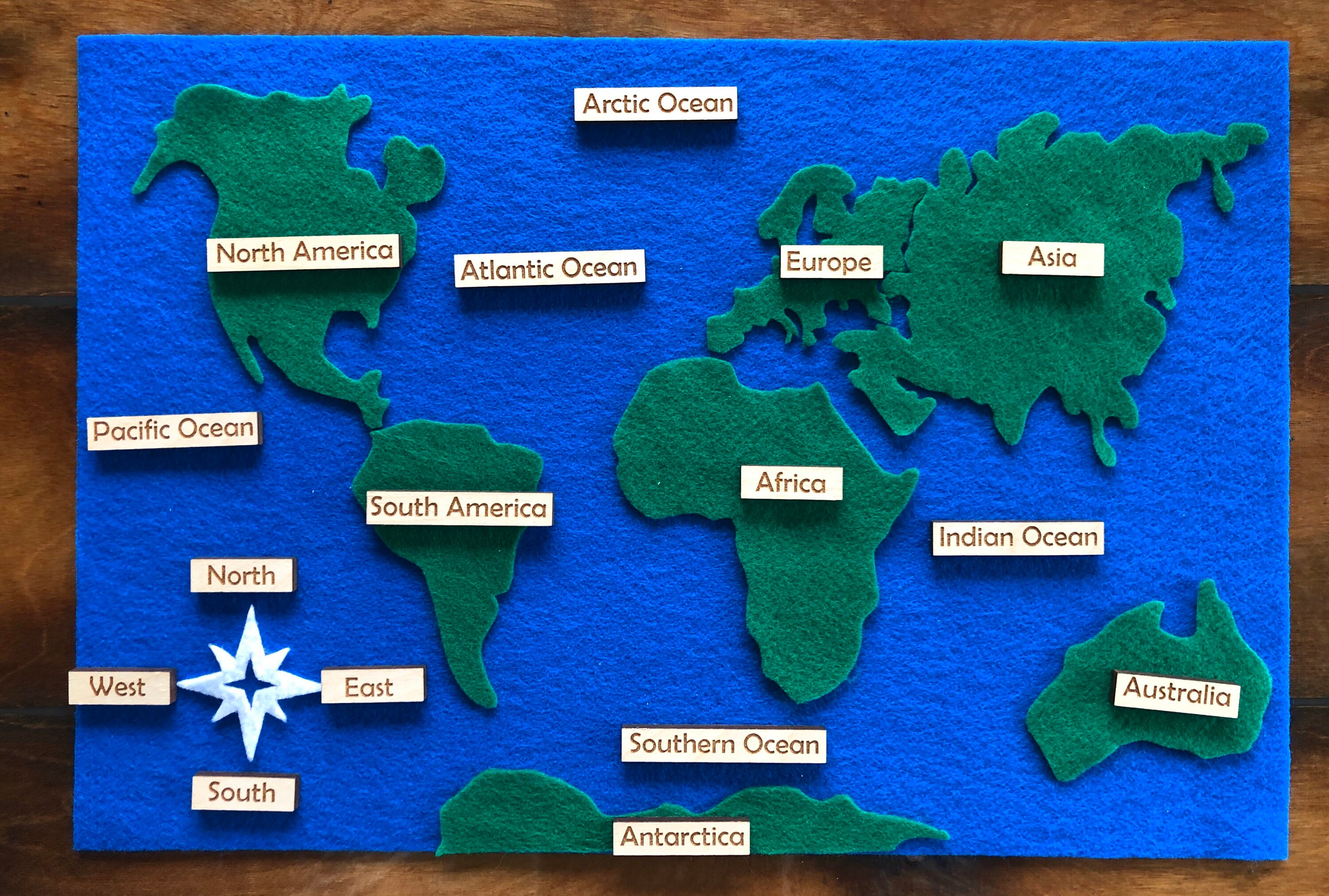 Felt Map With Wooden Labels Etsy