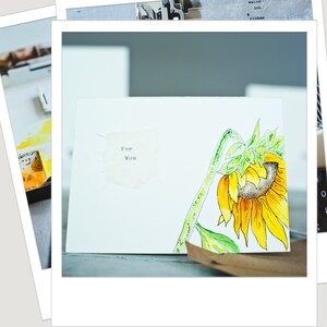 Sunflower Card, Gardener Card, Hand Painted Card