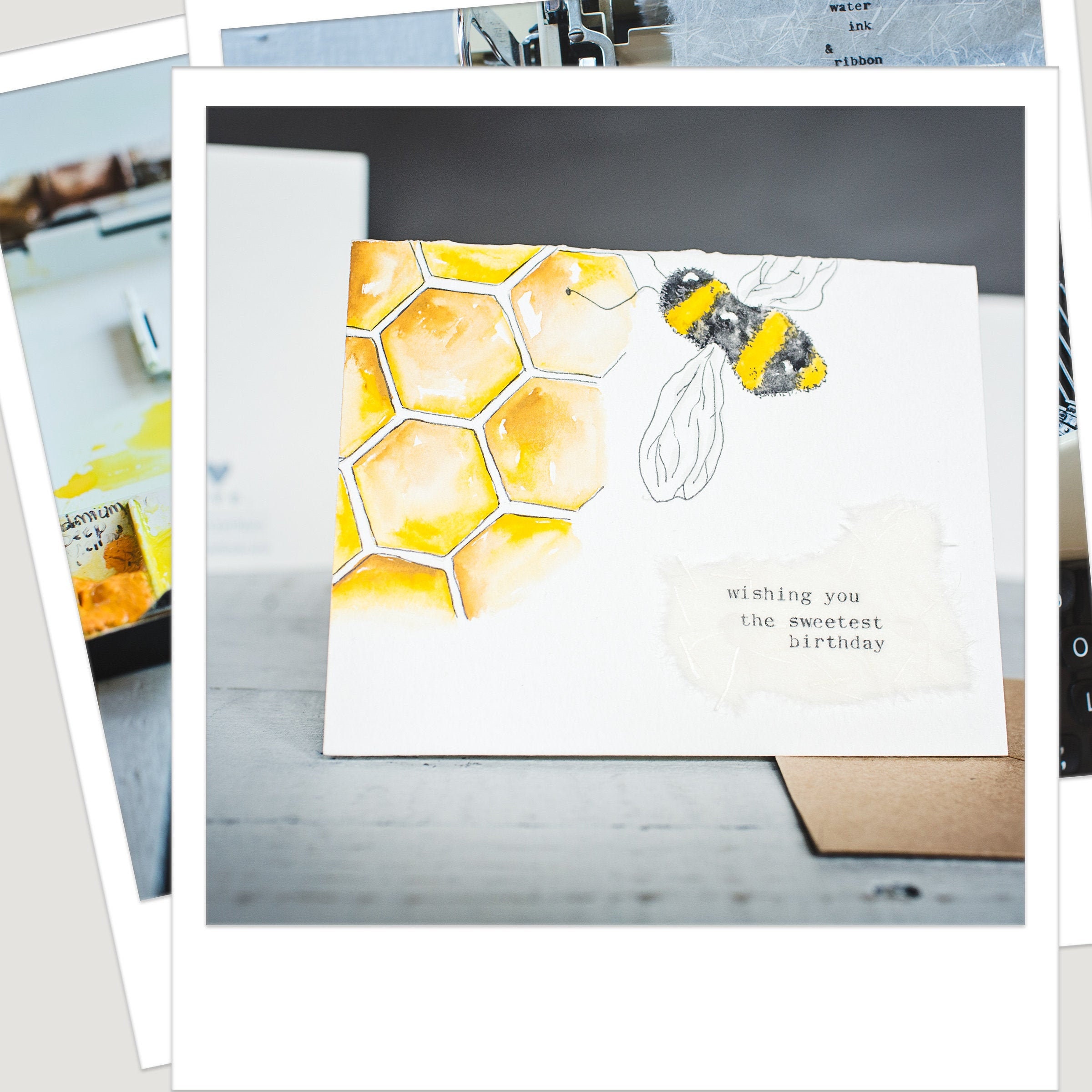 Bee Card Honey Card Hand Painted Card - Etsy