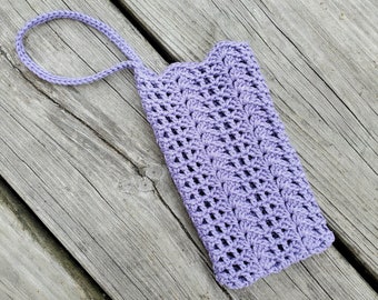 Crochet Cell Phone Wristlet Pattern, Mercerized Cotton Shell Stitch (Digital Download)