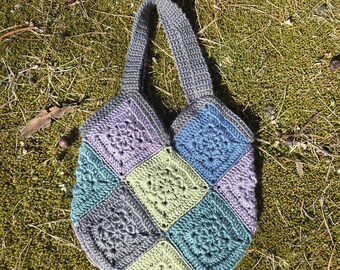 Handmade Cottagecore Crochet Granny Square Bag