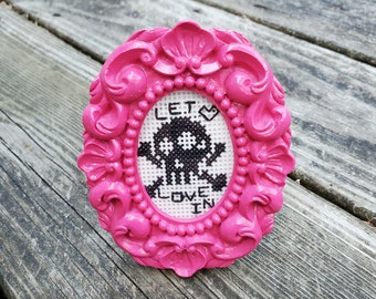 Skull Cross Stitch Pattern, Let Love In Embroidery (Digital Download)