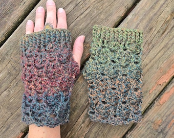 Crochet Fingerless Mittens, Faecore Arm Warmers