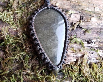 Gift idea necklace jewlery Handmade Macrame Pendant Gorgeous septarian nodule cabochon 3 statement piece