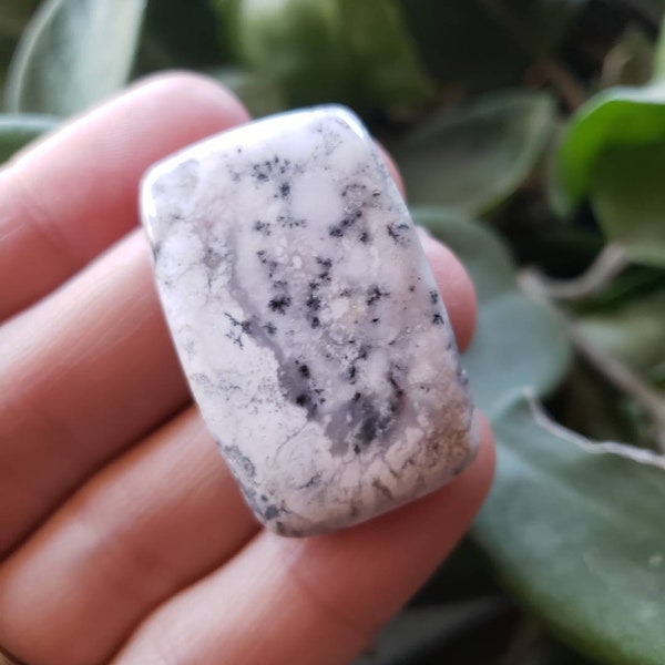 Lovely Dendritic agate Cabochon rectangle 36mm x 23mm 8.6 grams  Black and white. Jewlery making supplies. Loose cabochons. Metaphysical