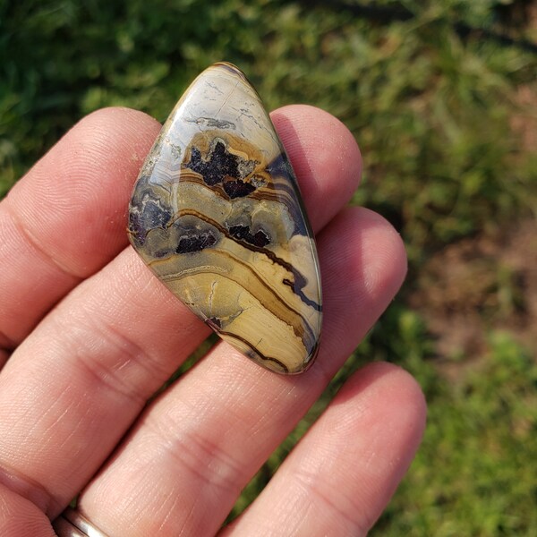 Schalenblende Cabochon ! Medium Freiform Cabochon. 40mm x 22mm. 13grams Schmuckherstellung liefert Metaphysische.