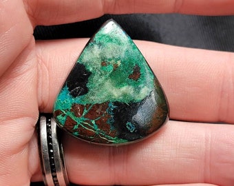 Gorgeous Peruvian Chrysocolla Cabochon! Large Tear Drop Cabochon. 13.2 grams 34.8mm x 31.8mm. Jewlery making supplies. Metaphysical.