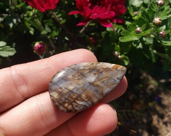 Outback Jasper Cabochon. Large Tear Drop 7.8grams 39.7mm x 21mm. Jasper. Black,white,brown Jewlery supplies. Loose cabachons. Metaphysical