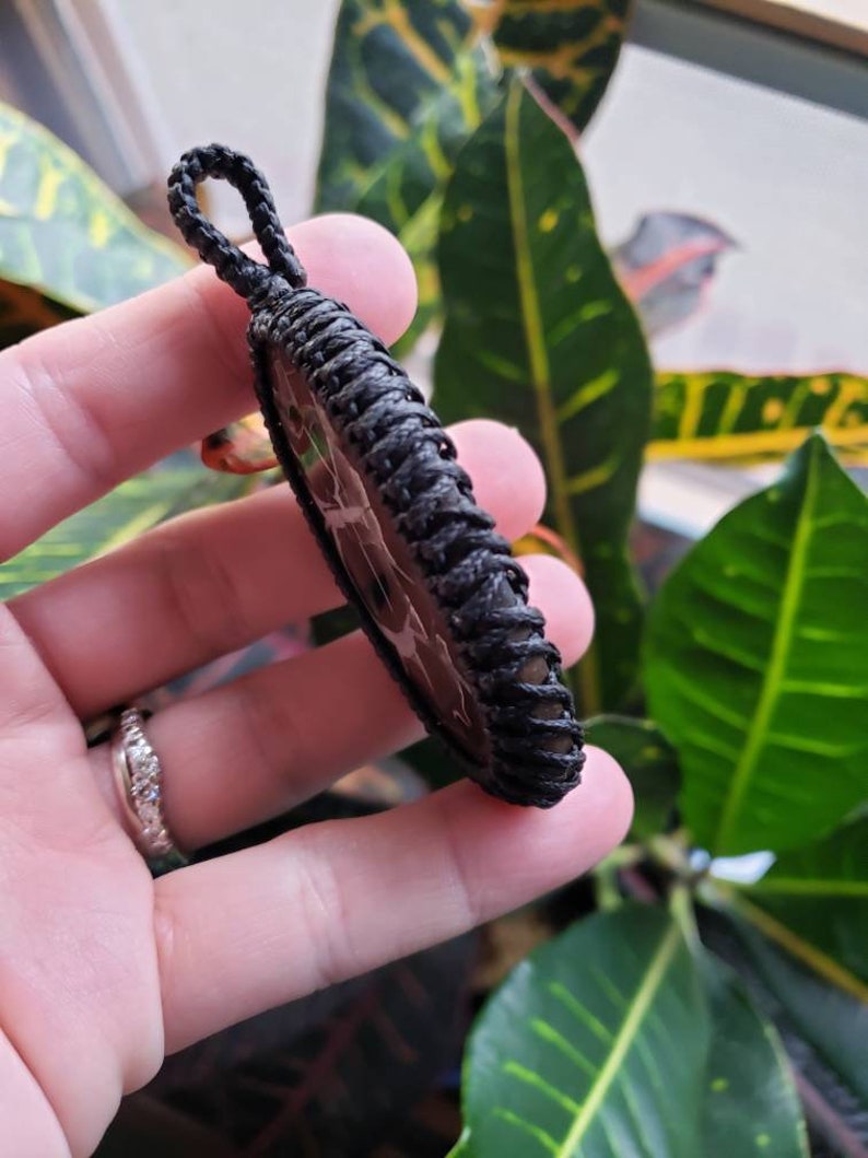 Gift idea necklace jewlery Handmade Macrame Pendant Gorgeous septarian nodule cabochon 3 statement piece