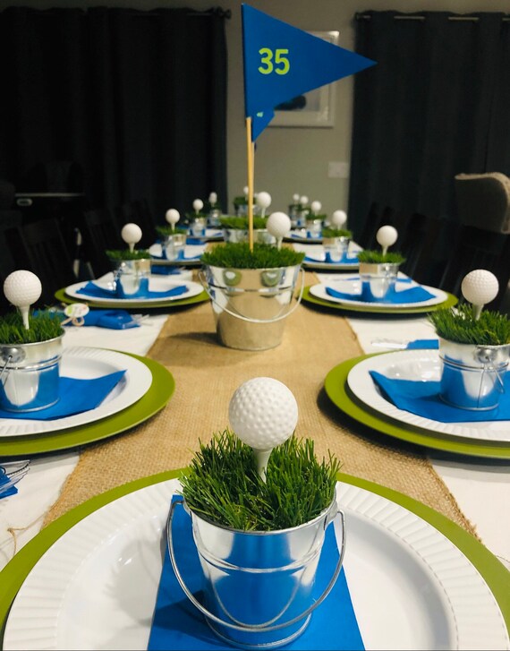 Golf Ball Party Plate Setting Centerpieces Decorations Plate Etsy