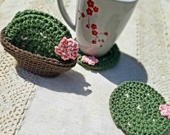 Cactus coaster- machine washable coaster-100% cotton