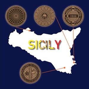 Manhole Cover Coasters-SICILY: Catania, Palermo, Ragusa & Siracusa