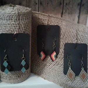 Diamond Shape, Brick Stitch, Beaded Earring
