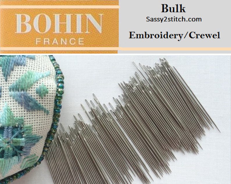 BULK Bohin CREWEL/EMBROIDERY Needles Choose Quantity & Size | Etsy