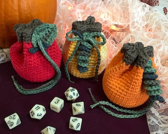 Fall Harvest Dice / Small Trinket Drawstring Bag, Vibrant