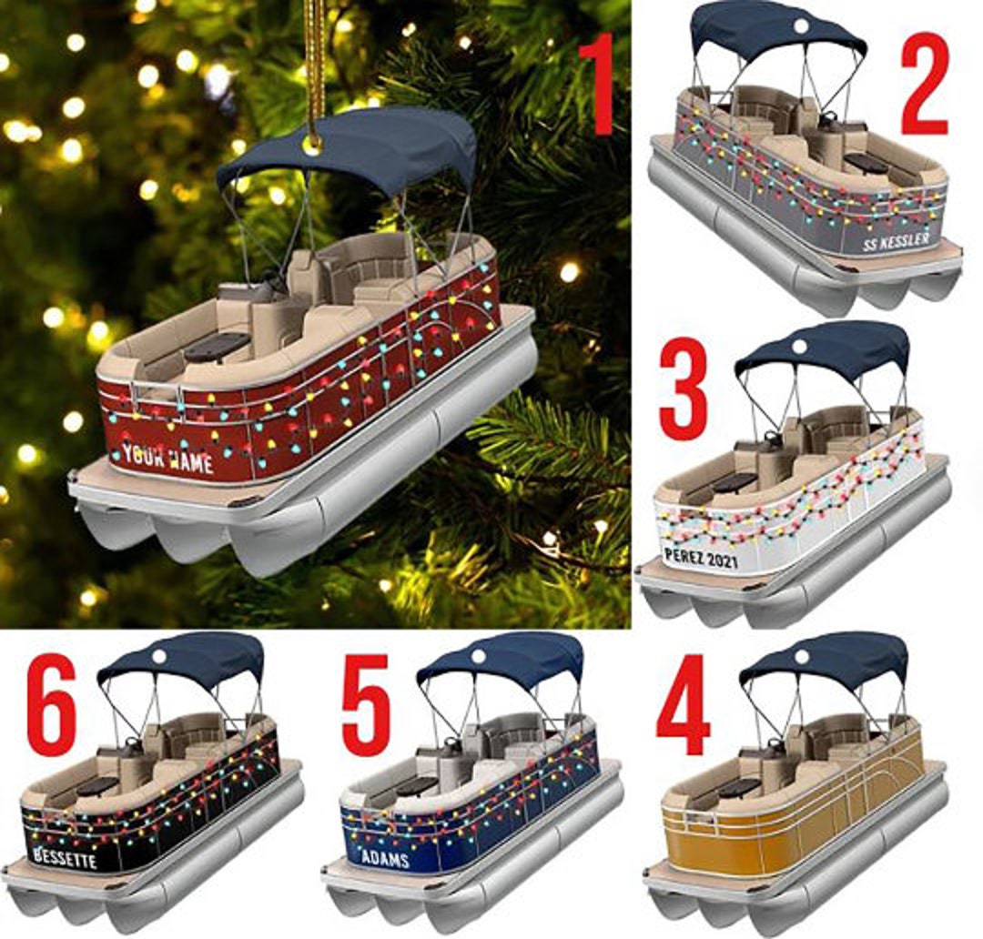 Personalized Christmas Pontoon Ornament, Pontoon Boat Custom Ornament, Pontoon Lover Gift for