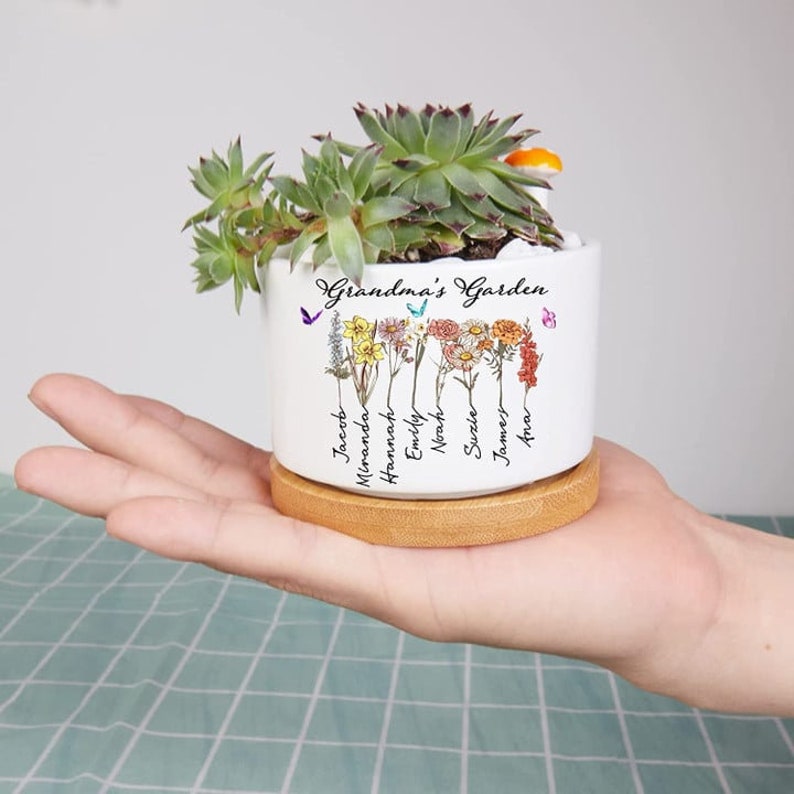Birth Flower Plant Pots Personalized, Birth Flower Gifts for Women