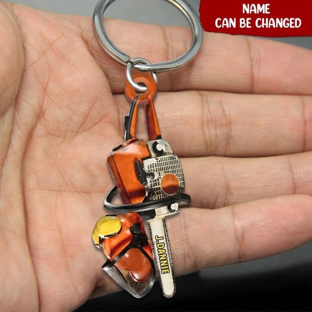 Chainsaw Flat Keychain, Chainsaw Custom Keychain, Love Chainsaw