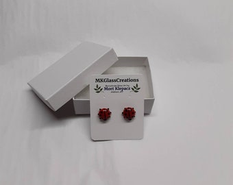 Handmade Glass Ladybug Post Earrings