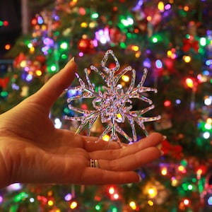 Handmade Clear Glass Snowflake Ornament straight tip design image 4