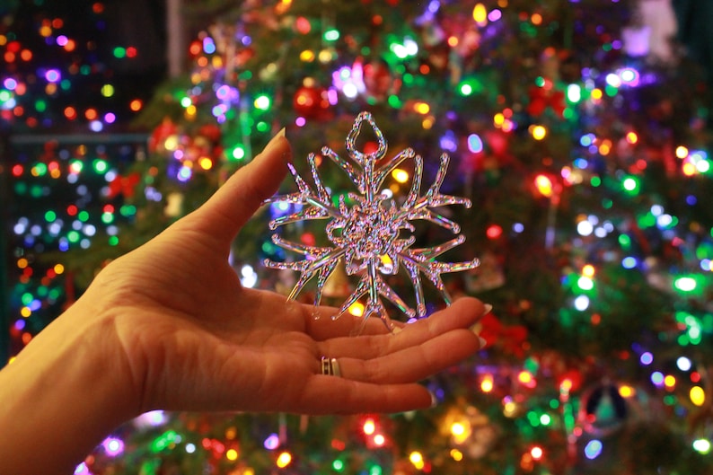 Handmade Clear Glass Snowflake Ornament straight tip design image 4