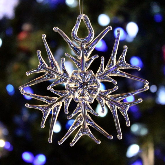 Handmade Glass Snowflake Ornament straight tip design Etsy