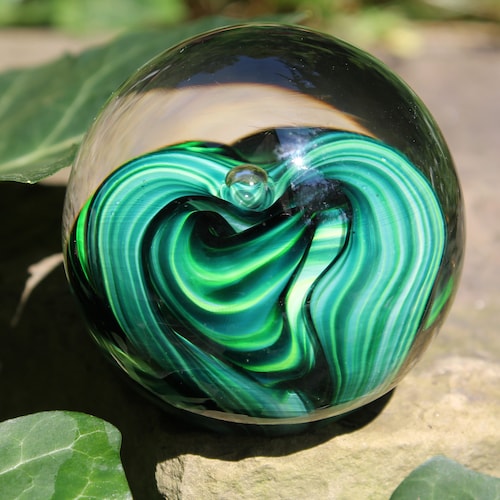 Handmade Glass Paperweight Cobalt Blue and White Swirls With Etsy