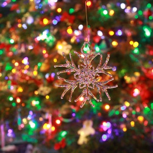 Handmade Clear Glass Snowflake Ornament straight tip design image 3