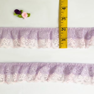Rifiniture in pizzo con volant, rifiniture da cucito per costume da principessa per ragazza, decorazioni per la scuola materna per ragazze viola rosa, stile cottage, tessuto shabby chic - 5yds