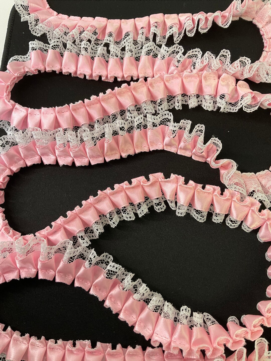 Pink Ruffle Lace White and Pink Ruffle Lace Pleated Trim Lace for Doll - Etsy