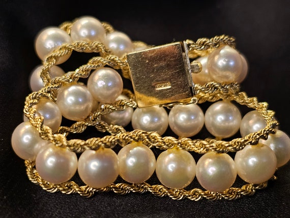 Wonderful 14k Gold & Natural Pearl Bracelet - image 5