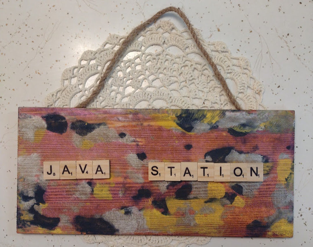 SOLD / Java Station Wooden Hanging Sign, 4x10 Inches, Hand Painted ...