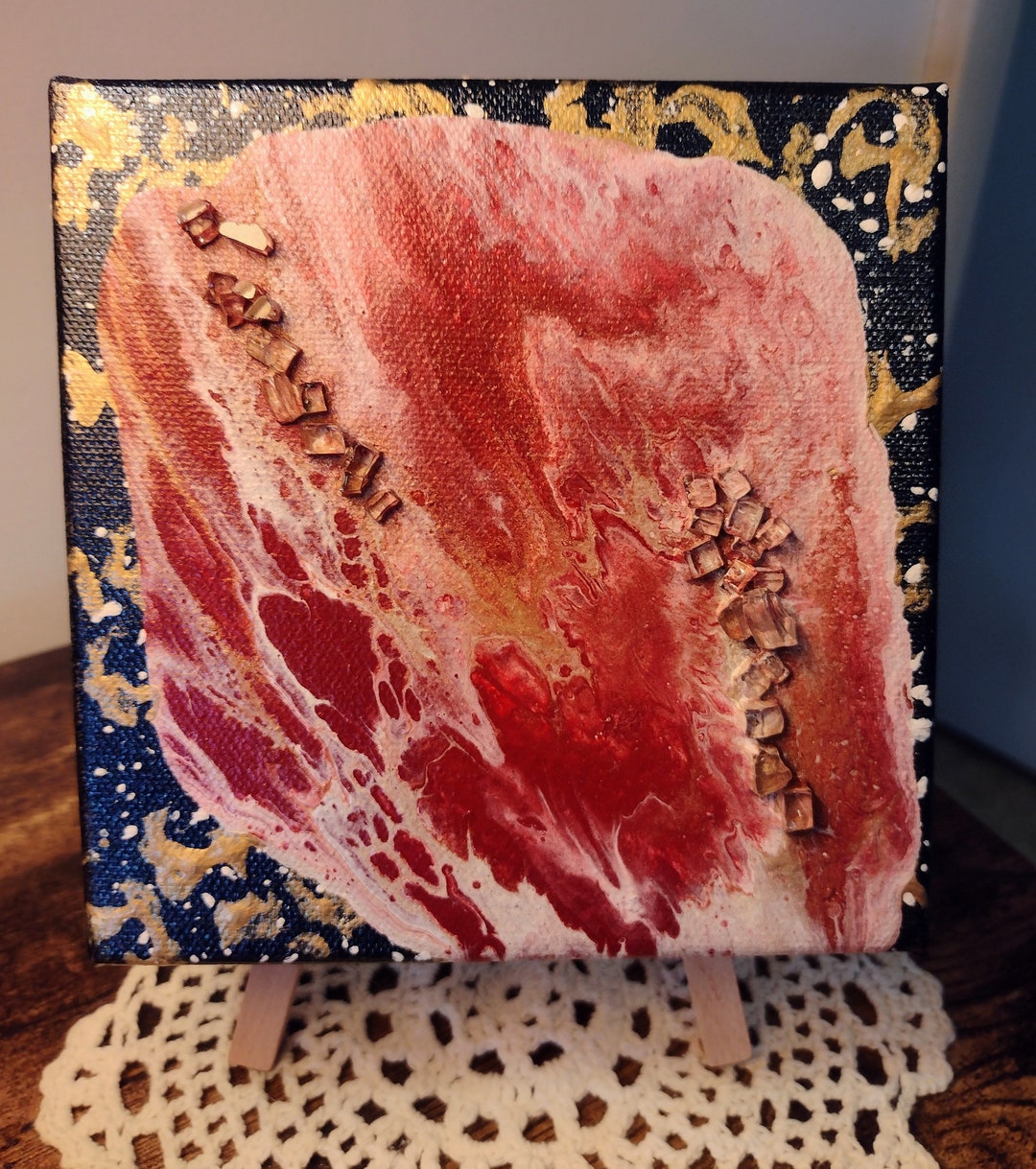 Red Velvet Galaxy 6x6x2 Mini Abstract Galaxy Painting Space Etsy