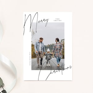 Merry Christmas Card Template, Holiday Card Template, Photo Christmas Card Template, Photoshop Christmas Card Template, PSD Template, Canva