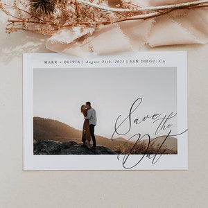 Modello moderno per Save the Date per matrimonio, modello minimalista per Save Our Date con foto per Photoshop e Canva - SD031 / Sloane